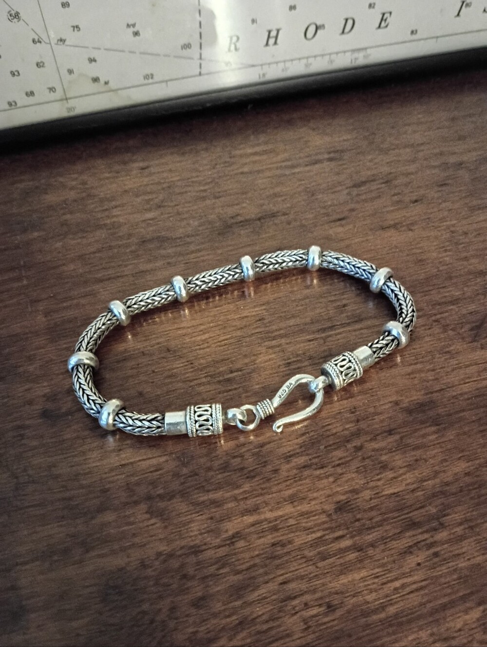 Vintage Bali 925 Sterling Silver Woven Rope Bracelet